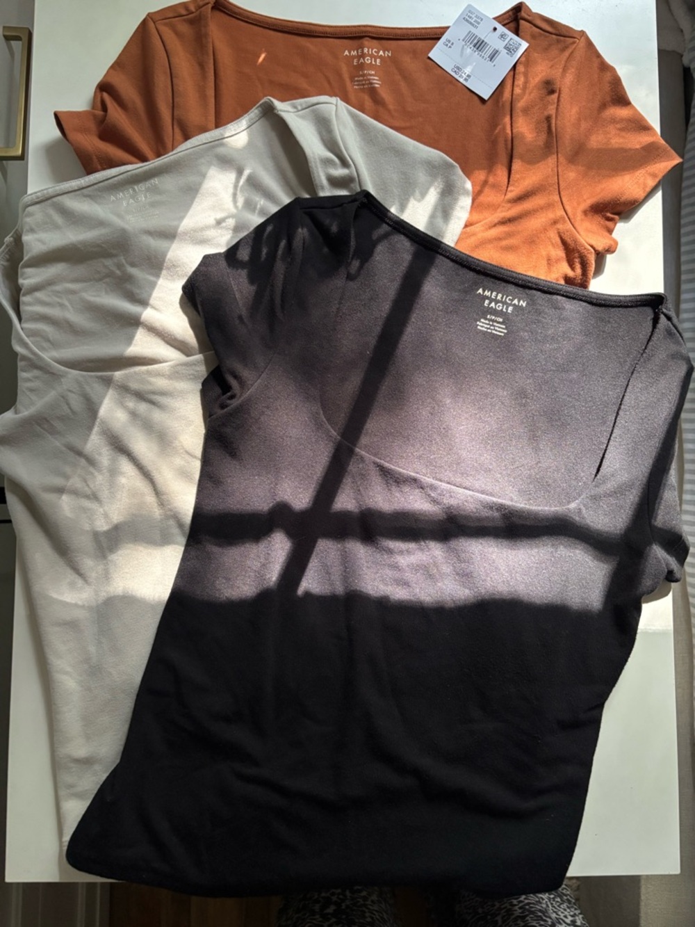 American Eagle BUNDLE 3 Women's Square Neck Tee - Rust, grey, black Size S